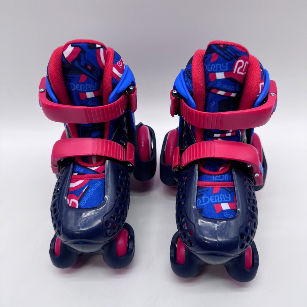 Roller Derby Fun Roll Roller Skates Navy Pink Blue Adjustable Youth 11-2 5074